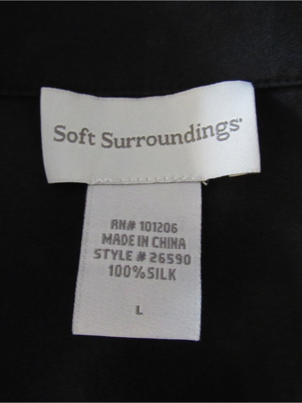 Soft Surroundings Silk Button Down Shirt Tunic Large Black Lagenlook Minimalist - Picture 8 of 8